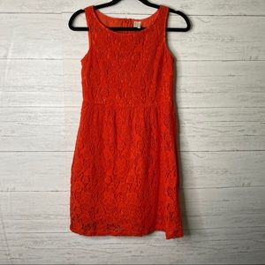 🌈 Madison orangey red lace overlay tank dress